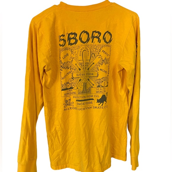 5 Boro NYC Alleged Lucky Skate Co Yellow Long Sleeve T-Shirt Men’s S Boroughs - Picture 1 of 7